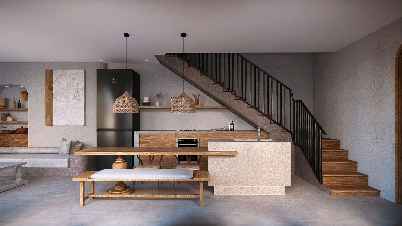 Casa tipo 2 · Sala y escalera